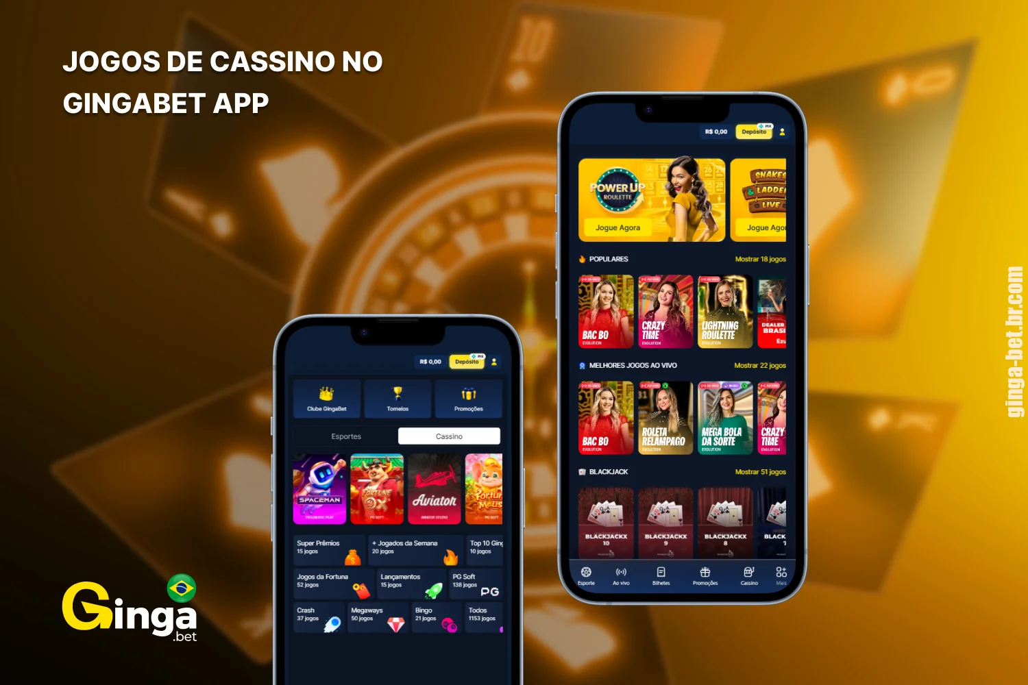 O aplicativo Gingabet conta com uma ampla coleção de jogos: slots, jogos crash e jogos com dealers ao vivo