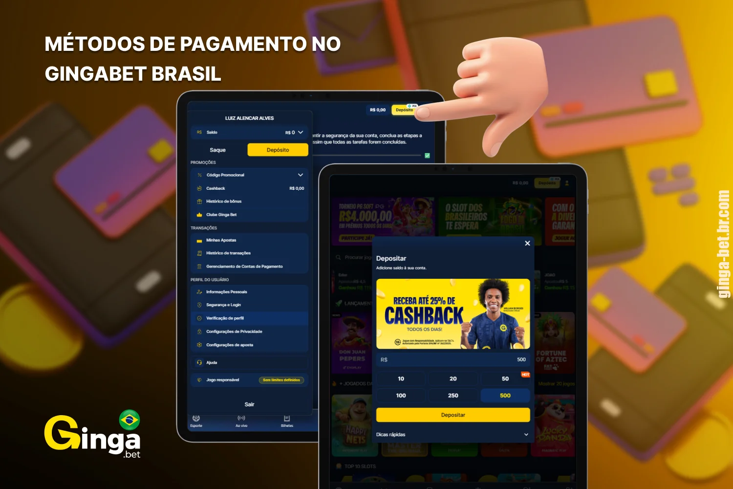 A casa de apostas Gingabet Brasil disponibiliza múltiplos métodos de pagamento locais para depósitos e saques em reais brasileiros